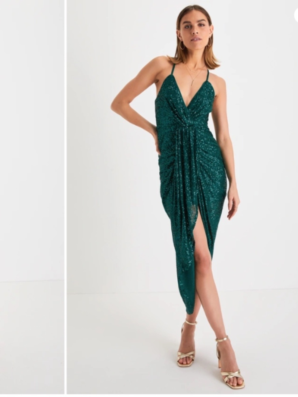 LULUS Sexy Sequin Shimmer Wedding Prom Cocktail Party Flirty Sparkly Midi Dress